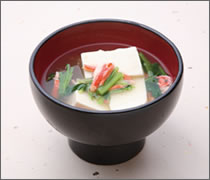壬生菜と蟹のあんかけ豆腐